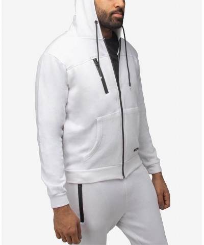 Men's Fleece Full-Zip Hoodie with Chest Pocket White $20.40 Sweatshirt