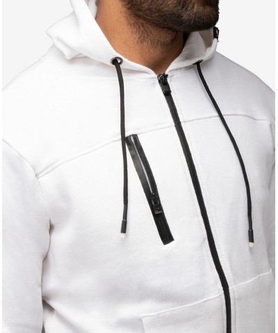 Men's Fleece Full-Zip Hoodie with Chest Pocket White $20.40 Sweatshirt