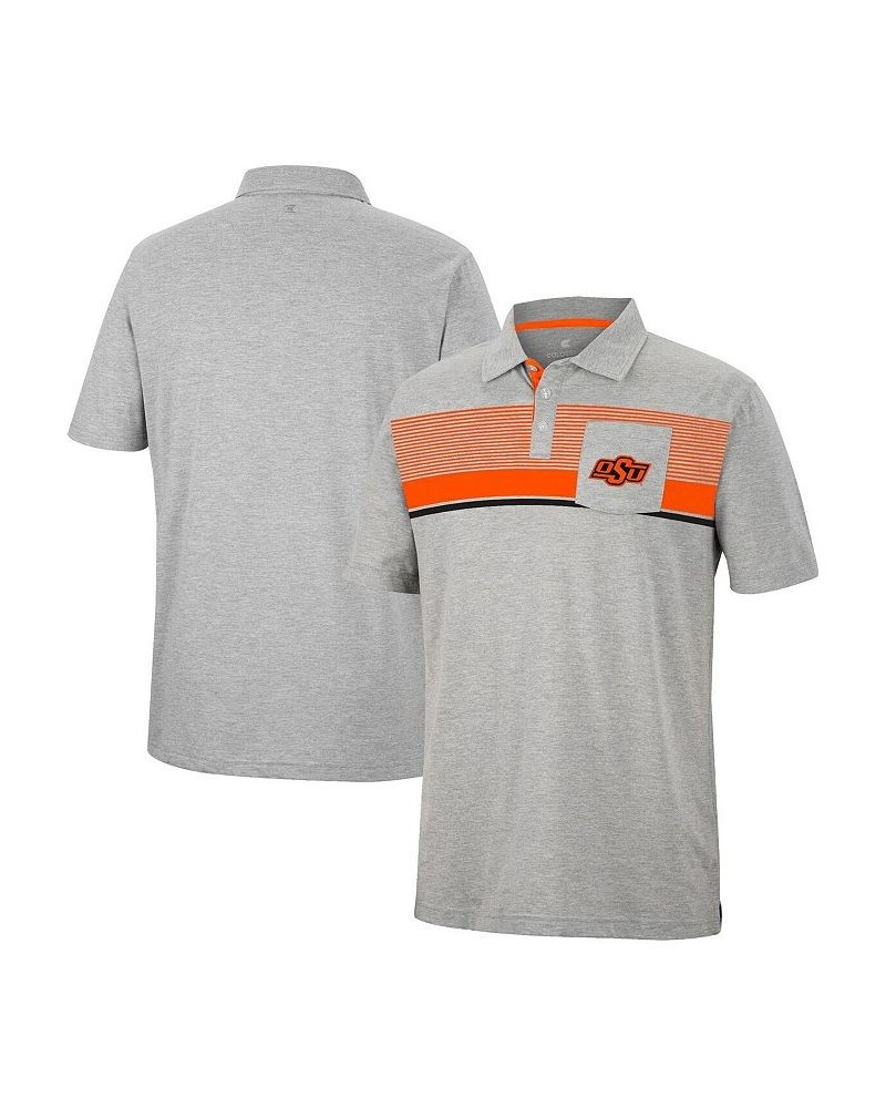 Men's Heathered Gray Oklahoma State Cowboys Golfer Pocket Polo Shirt $24.75 Polo Shirts