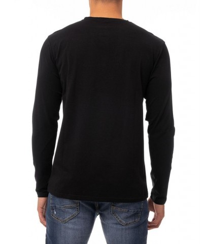 Men's Soft Stretch Henley Neck Long Sleeve T-shirt PD01 $22.05 T-Shirts