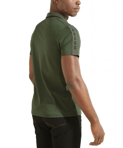 Men's Logo Taped Tipped Collar Polo Shirt Green $29.99 Polo Shirts