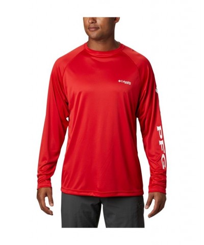 PFG Men's Terminal Tackle UPF 50 Quick Dry Shirt Red Spark, White Logo $20.50 T-Shirts