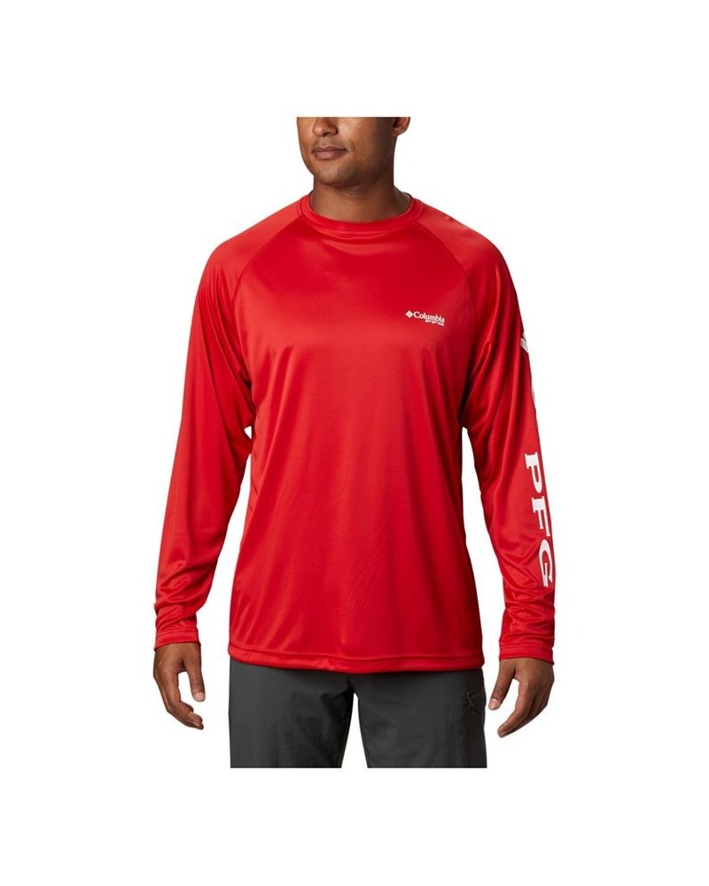 PFG Men's Terminal Tackle UPF 50 Quick Dry Shirt Red Spark, White Logo $20.50 T-Shirts