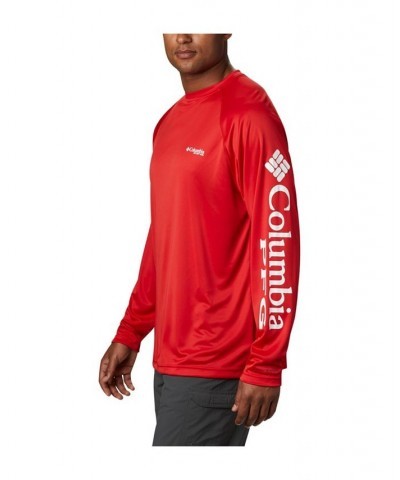 PFG Men's Terminal Tackle UPF 50 Quick Dry Shirt Red Spark, White Logo $20.50 T-Shirts