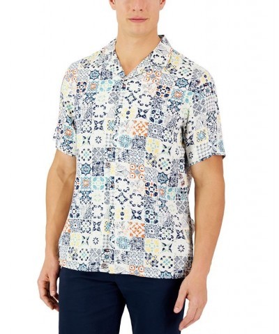 Men's Rumbie Mixed Medallion Silk Shirt White $20.16 Shirts