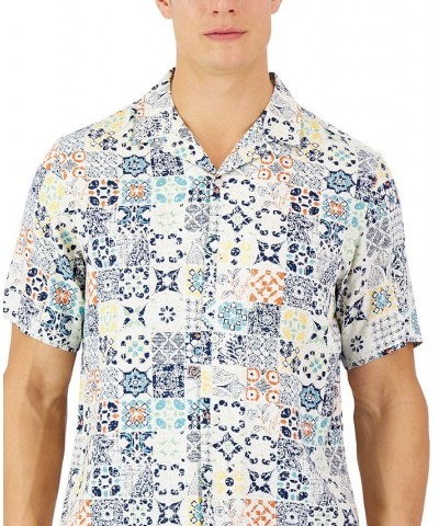 Men's Rumbie Mixed Medallion Silk Shirt White $20.16 Shirts