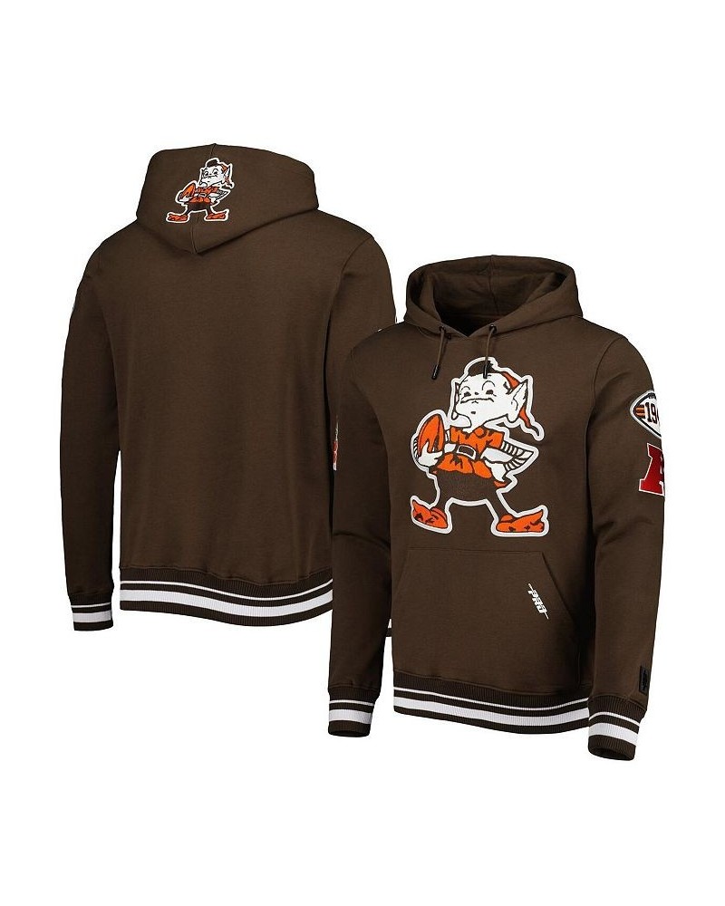 Men's Brown Cleveland Browns Retro Classic Fleece Pullover Hoodie $65.00 Sweatshirt