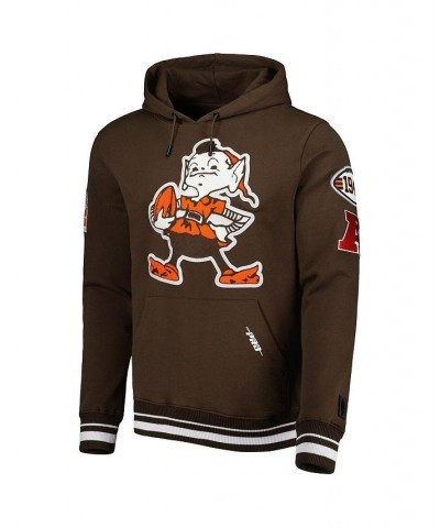 Men's Brown Cleveland Browns Retro Classic Fleece Pullover Hoodie $65.00 Sweatshirt