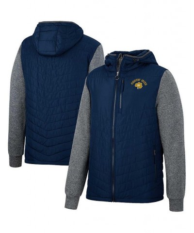 Men's Navy, Charcoal Notre Dame Fighting Irish Course Herringbone Full-Zip Hoodie $50.34 Jackets