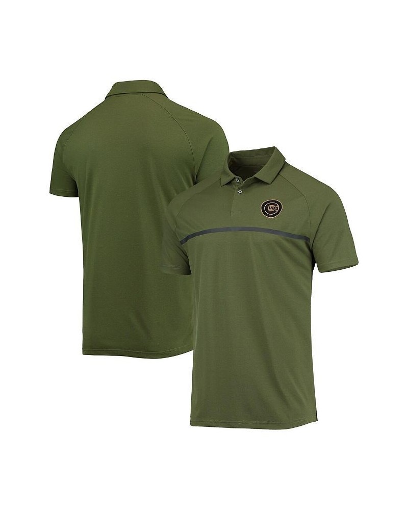 Men's Olive Chicago Cubs Delta Sector Raglan Polo Shirt $34.50 Polo Shirts