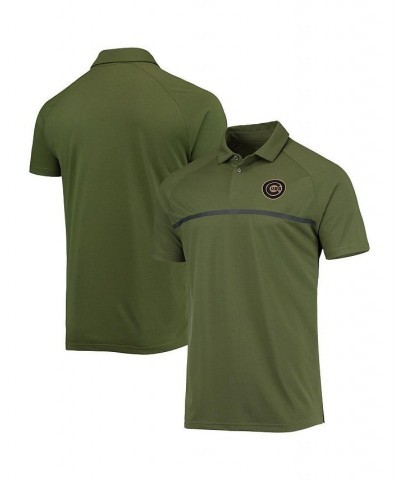 Men's Olive Chicago Cubs Delta Sector Raglan Polo Shirt $34.50 Polo Shirts