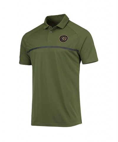 Men's Olive Chicago Cubs Delta Sector Raglan Polo Shirt $34.50 Polo Shirts