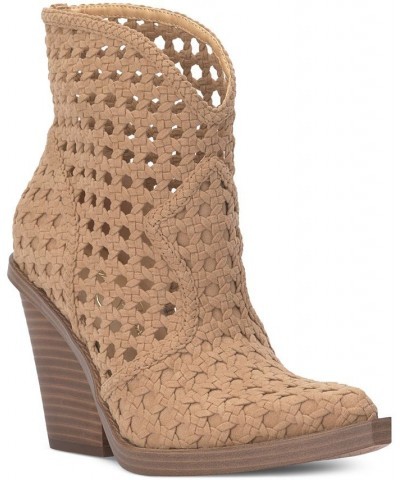 Women's Lukkah Caged Wedge Booties Tan/Beige $69.29 Shoes