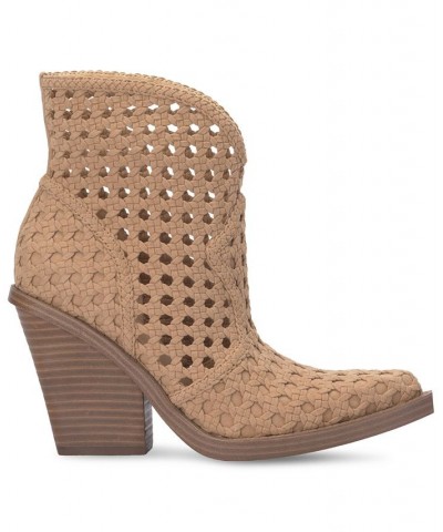 Women's Lukkah Caged Wedge Booties Tan/Beige $69.29 Shoes