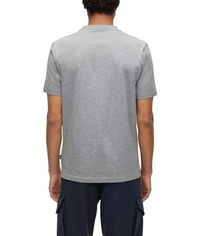 BOSS Men's Mercerized Cotton with Split Logo Slim-Fit T-shirt Silver $47.04 T-Shirts