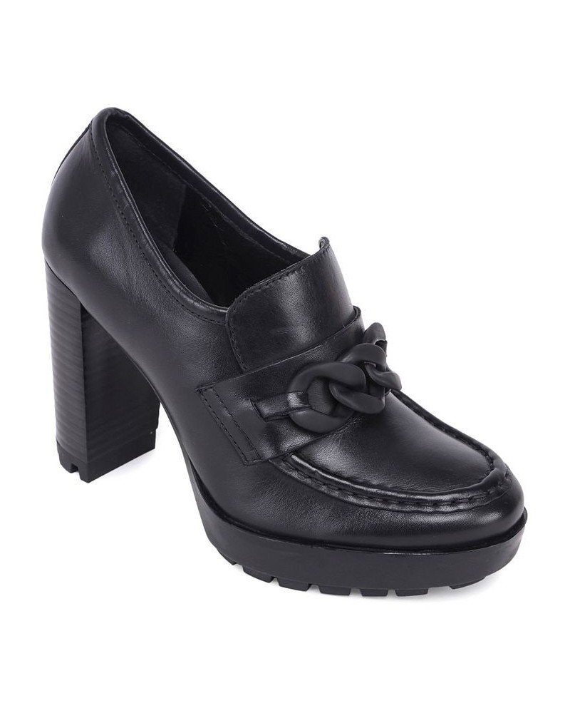 Women's Justin Lug High Heel Loafers PD01 $73.14 Shoes