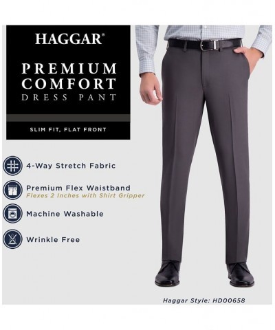 Men's Premium Comfort Slim-Fit Performance Stretch Flat-Front Dress Pants Gray $25.85 Pants