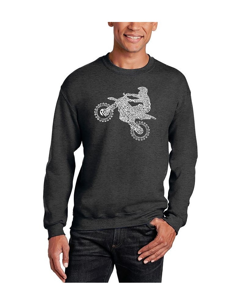 Men's Freestyle Motocross - FMX Word Art Crewneck Sweatshirt Gray $21.50 Sweatshirt