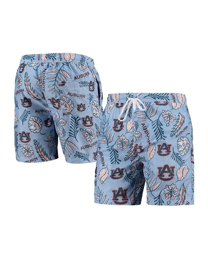 Men's Light Blue Auburn Tigers Vintage-Like Floral Swim Trunks $30.80 Swimsuits