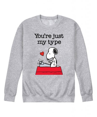 Men's Peanuts Just My Type Fleece Sweatshirt Gray $25.85 Sweatshirt