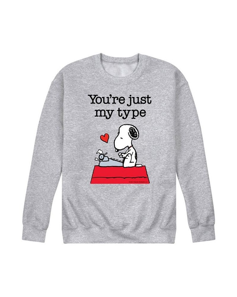 Men's Peanuts Just My Type Fleece Sweatshirt Gray $25.85 Sweatshirt