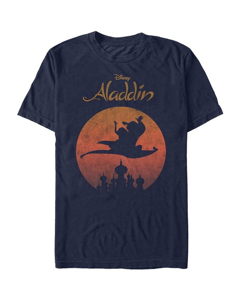 Disney Men's Aladdin Jasmine Silhouette Over Agrabah Vintage Short Sleeve T-Shirt Blue $20.99 T-Shirts