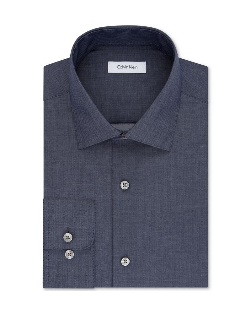 Calvin Klein Men's STEEL Classic-Fit Non-Iron Performance Herringbone Spread Collar Dress Shirt PD07 $25.37 Dress Shirts