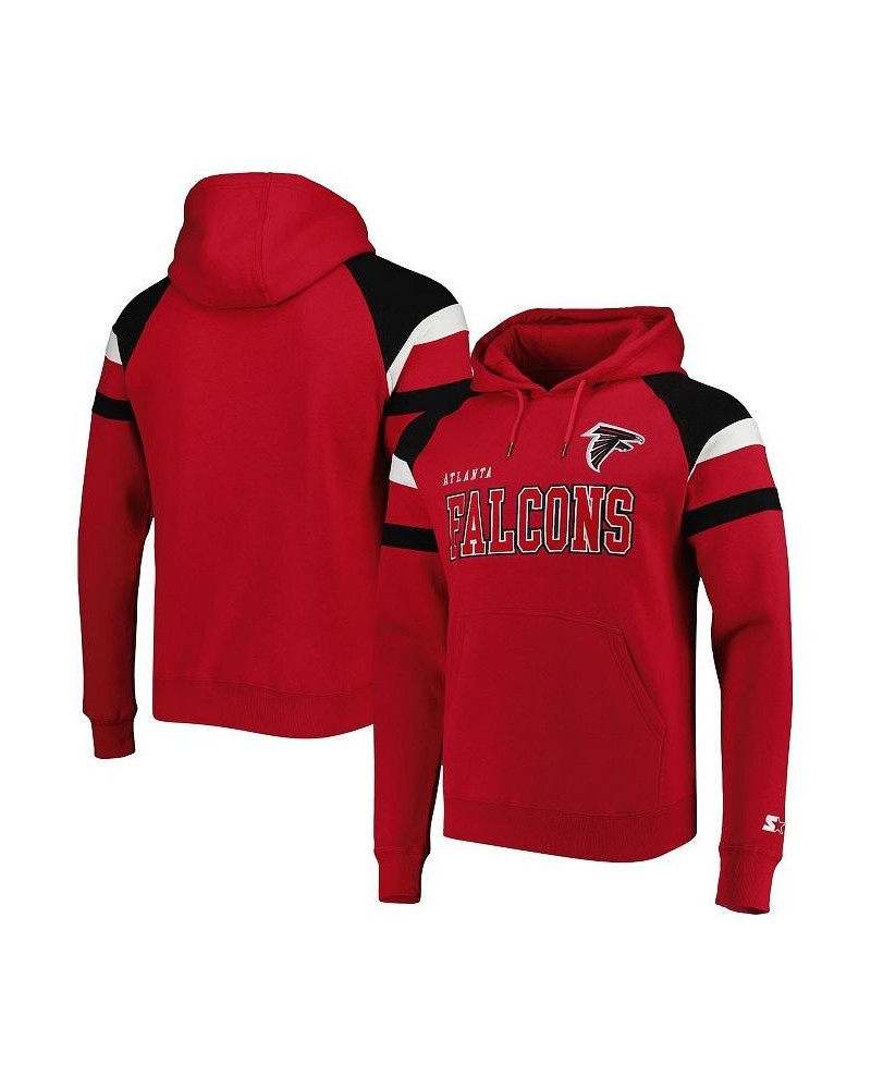 Men's Red Atlanta Falcons Draft Fleece Raglan Pullover Hoodie $53.00 Sweatshirt