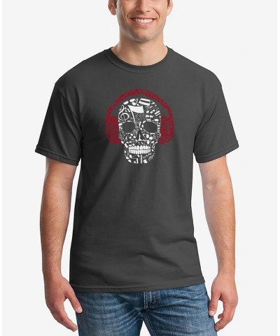 Men's Music Notes Skull Word Art Short Sleeve T-shirt Gray $14.00 T-Shirts