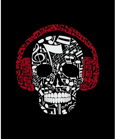 Men's Music Notes Skull Word Art Short Sleeve T-shirt Gray $14.00 T-Shirts