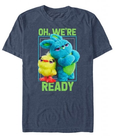 Disney Pixar Men's Toy Story 4 Ducky and Bunny We're Ready Short Sleeve T-Shirt Blue $18.19 T-Shirts