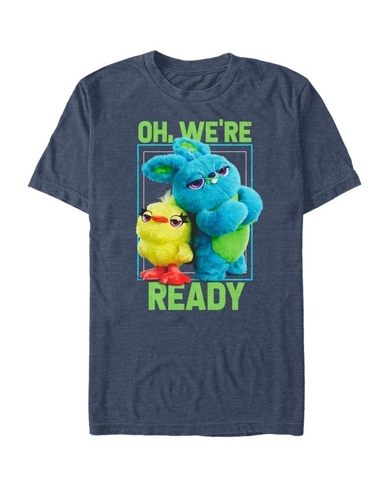 Disney Pixar Men's Toy Story 4 Ducky and Bunny We're Ready Short Sleeve T-Shirt Blue $18.19 T-Shirts