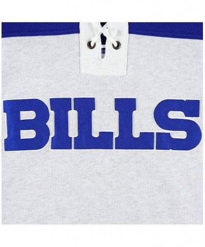 Men's Buffalo Bills Heather Gray Gridiron Lace-Up Pullover Hoodie $54.00 Sweatshirt