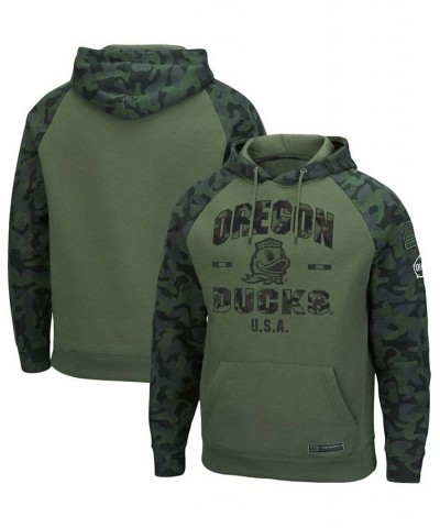 Men's Olive, Camo Oregon Ducks OHT Military-Inspired Appreciation Raglan Pullover Hoodie $30.73 Sweatshirt