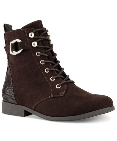 Claritaa Combat Booties Brown $16.42 Shoes