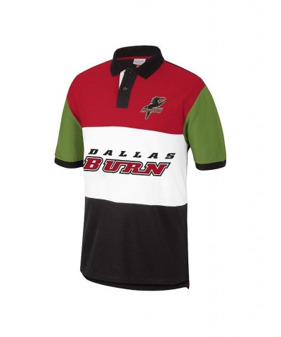 Men's Red Dallas Burn Since '96 Color Blocked Polo Shirt $43.34 Polo Shirts