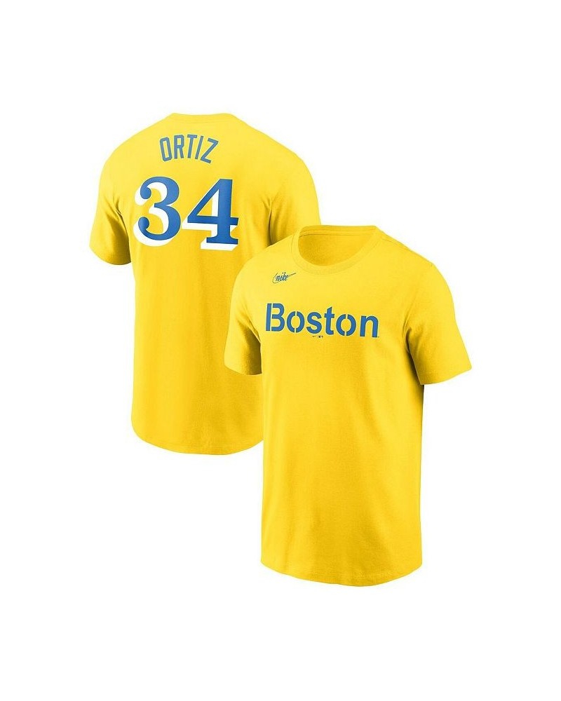 Men's David Ortiz Gold Boston Red Sox Name and Number T-shirt $28.99 T-Shirts