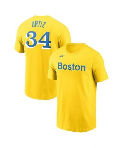 Men's David Ortiz Gold Boston Red Sox Name and Number T-shirt $28.99 T-Shirts