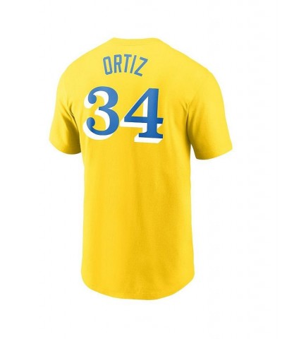 Men's David Ortiz Gold Boston Red Sox Name and Number T-shirt $28.99 T-Shirts