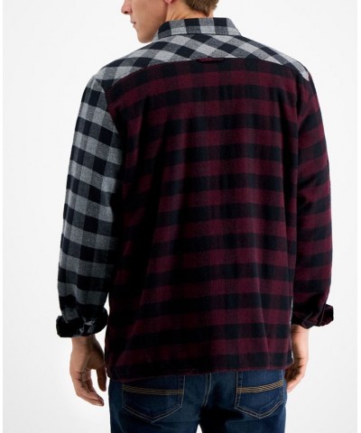 Men's Ezra Patchwork Flannel Shirt Jacket Black $18.39 Shirts