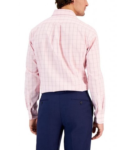 Men's Regular Fit Cotton Plaid Dress Shirt Pink $35.70 Dress Shirts