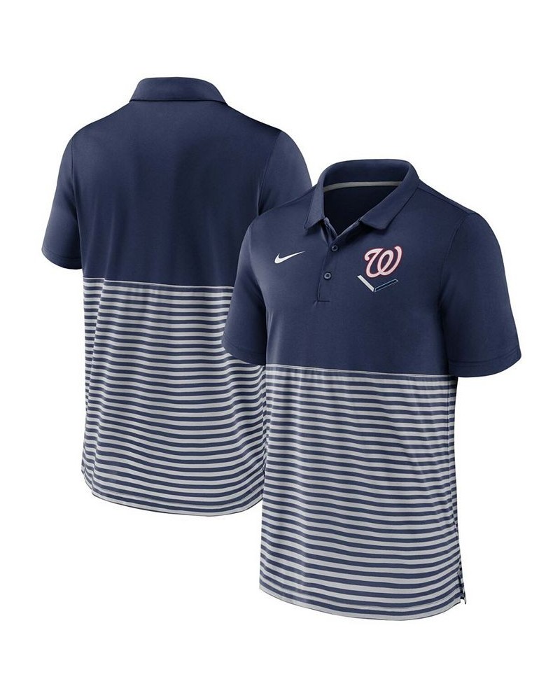 Men's Navy-Gray Washington Nationals Home Plate Striped Polo $43.19 Polo Shirts