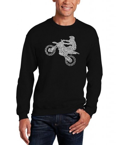 Men's Freestyle Motocross - FMX Word Art Crewneck Sweatshirt Black $21.50 Sweatshirt