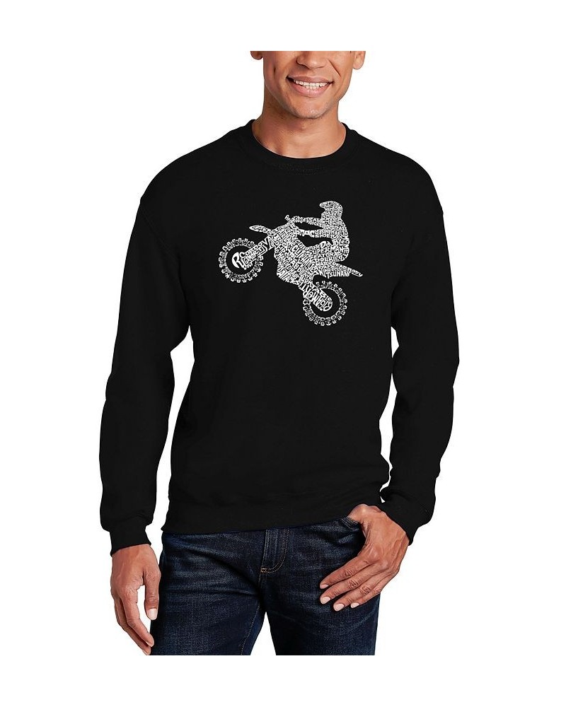 Men's Freestyle Motocross - FMX Word Art Crewneck Sweatshirt Black $21.50 Sweatshirt