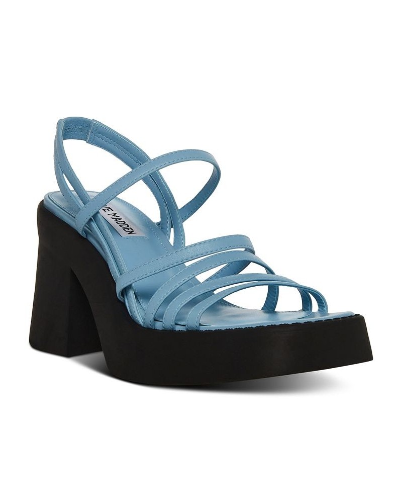 Women's Kalani Strappy Platform Sandals Blue $54.50 Shoes