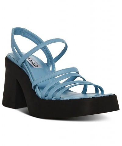 Women's Kalani Strappy Platform Sandals Blue $54.50 Shoes