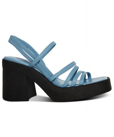 Women's Kalani Strappy Platform Sandals Blue $54.50 Shoes