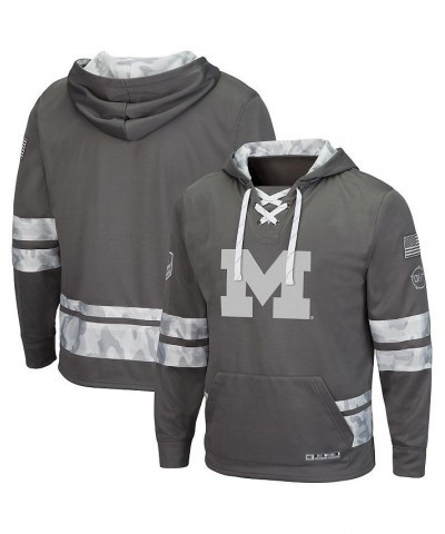 Men's Gray Michigan Wolverines OHT Military-Inspired Appreciation Lace-Up Pullover Hoodie $41.59 Sweatshirt