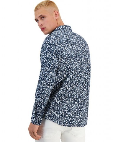 Men's Regular-Fit Floral-Print Button-Down Shirt Blue $39.75 Shirts