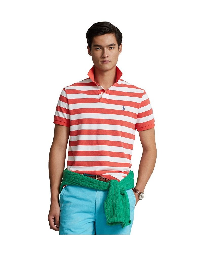 Men's Classic-Fit Striped Mesh Polo Shirt Red $51.25 Polo Shirts